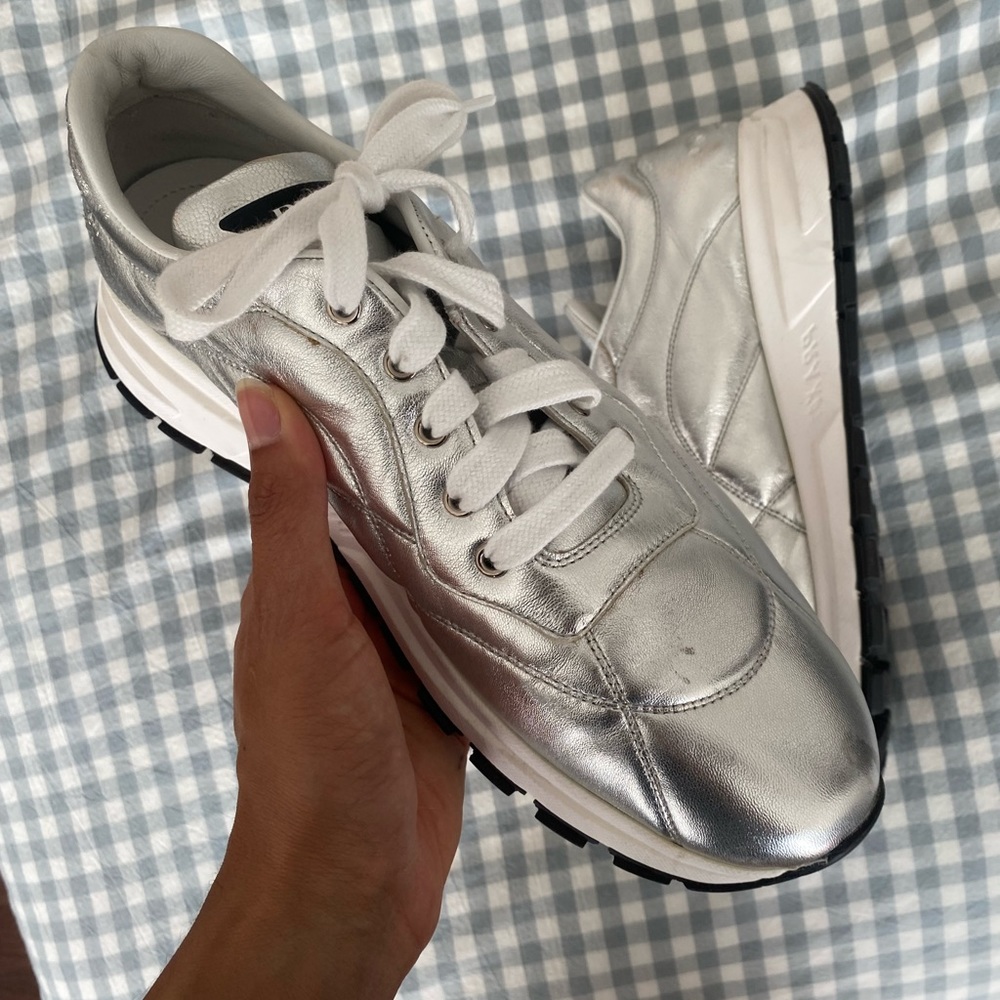 Prada shoes, Prada metallic silver sneaks - Picture 3 of 6